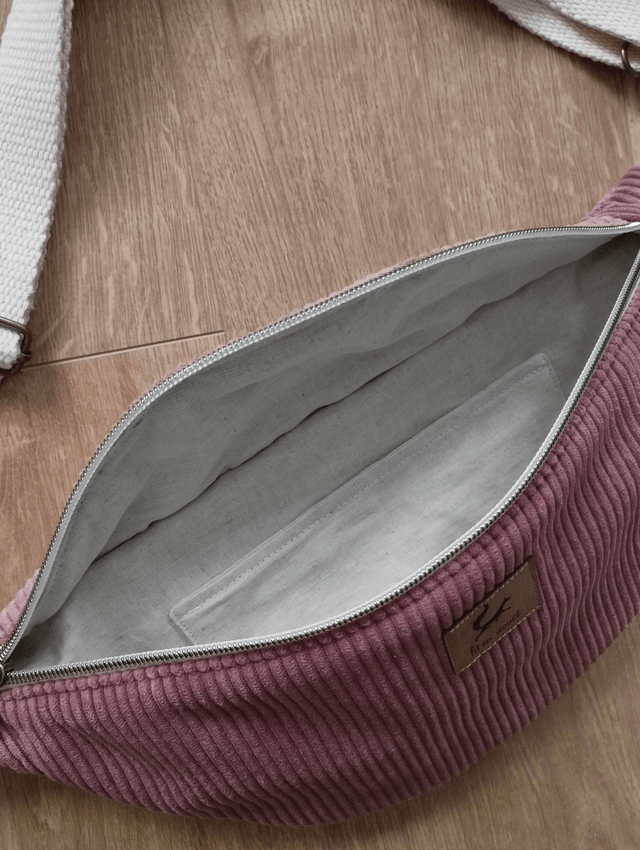 Sac banane en velours côtelé - Rose clair