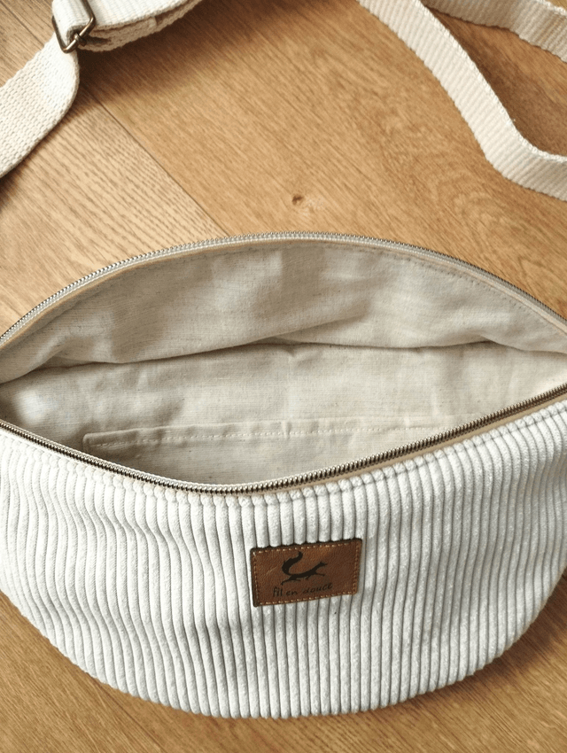 Sac banane en velours côtelé - Crème