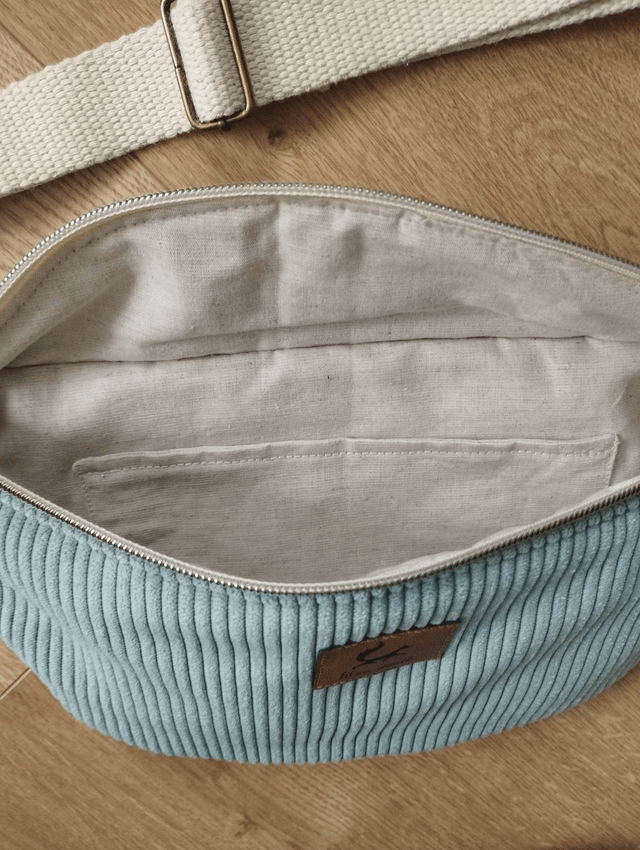 Sac banane en velours côtelé - Bleu ciel