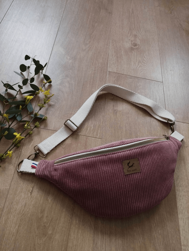 Sac banane en velours côtelé - Rose clair