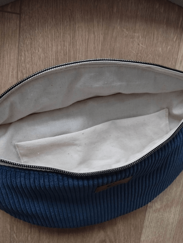 Sac banane en velours côtelé - Bleu denim