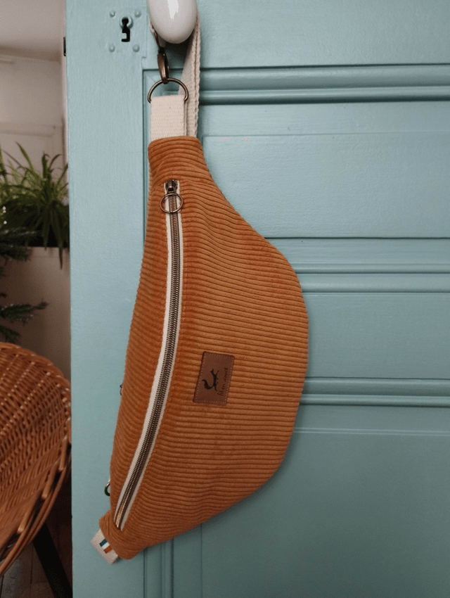 Sac banane en velours côtelé - Moutarde