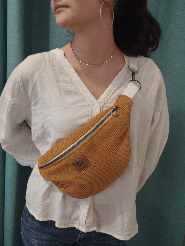 Sac banane en velours côtelé - Moutarde