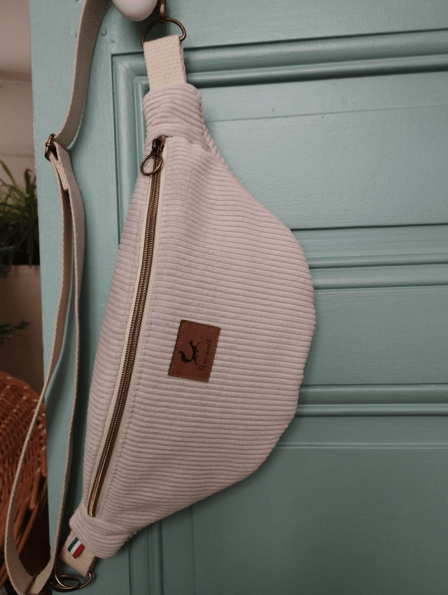 Sac banane en velours côtelé - Crème