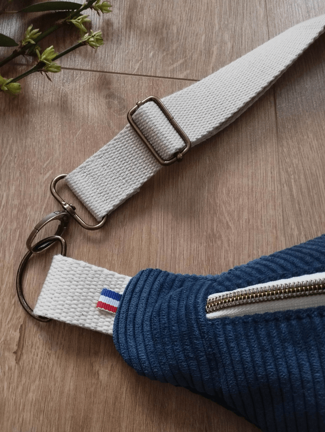 Sac banane en velours côtelé - Bleu denim