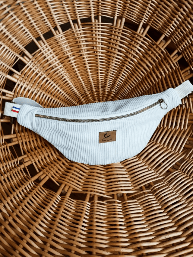 Sac banane en velours côtelé - Crème